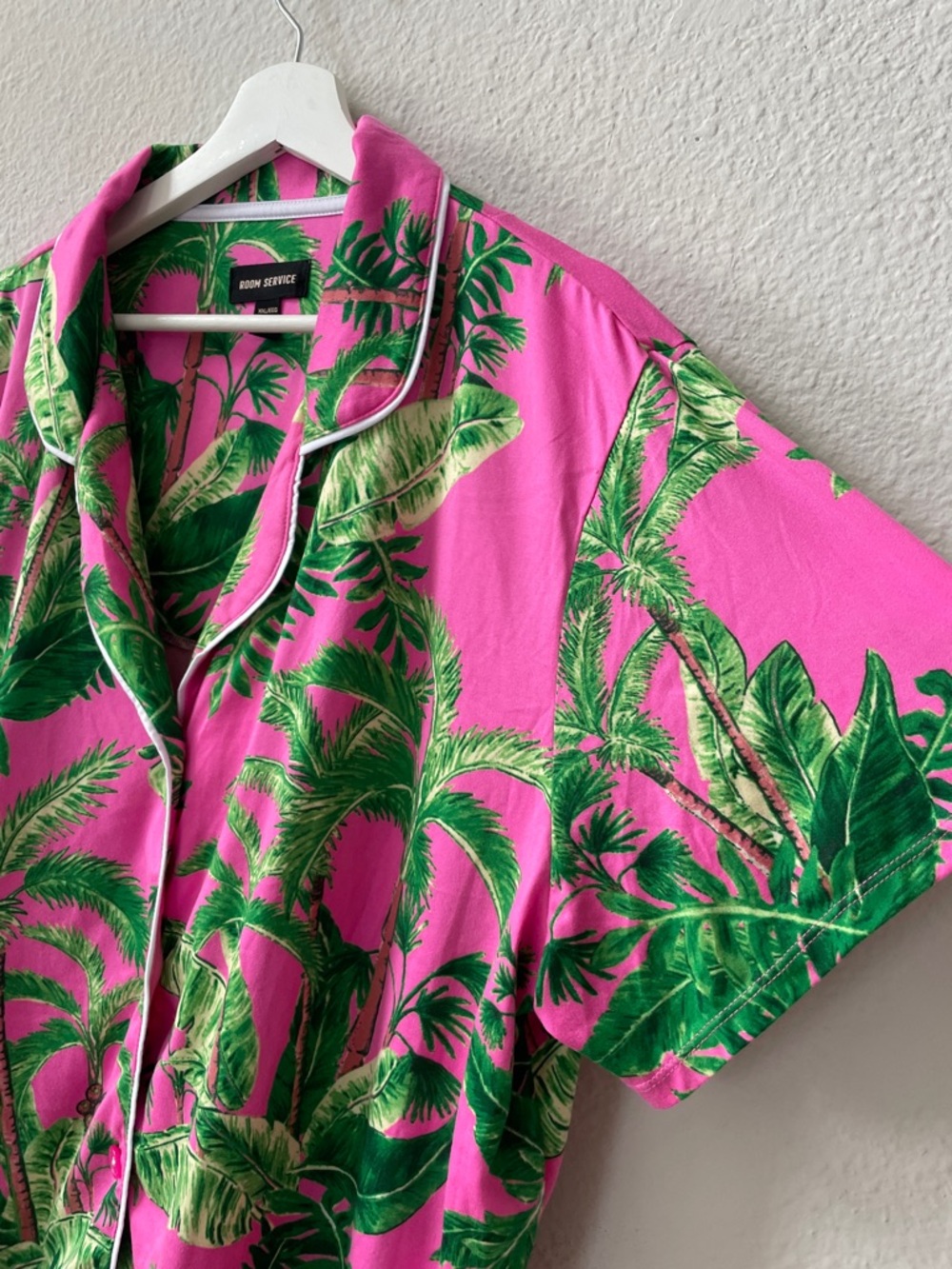Room Service Pink & Green Palm Tree Print Pajama Set Size XXL - Picture 10 of 13